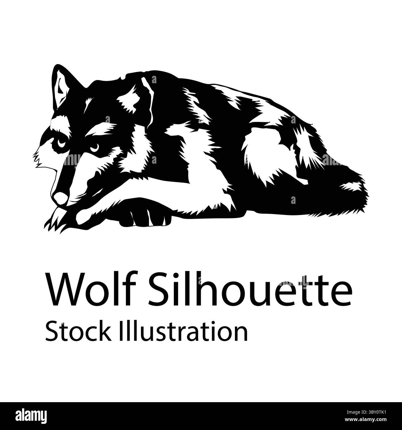 wolf Silhouette Schwarz Vektor Illustration. Wächter der Nacht Vol 01 Stock Vektor