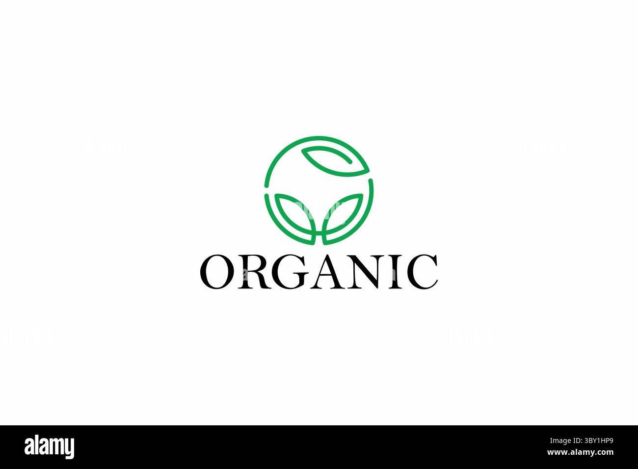 Organic Nature Logo Green Leaf Laub Circle Lineares Symbol Zeichen Symbol Stock Vektor