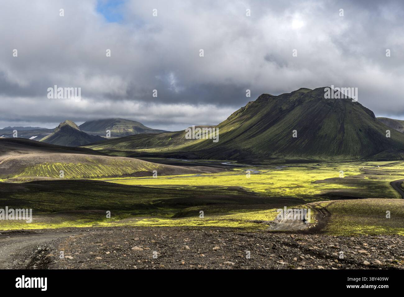 Fjallabaksleið nyrðri Highland Track in der Nähe von Kirkjubæjarklaustur, Island Stockfoto