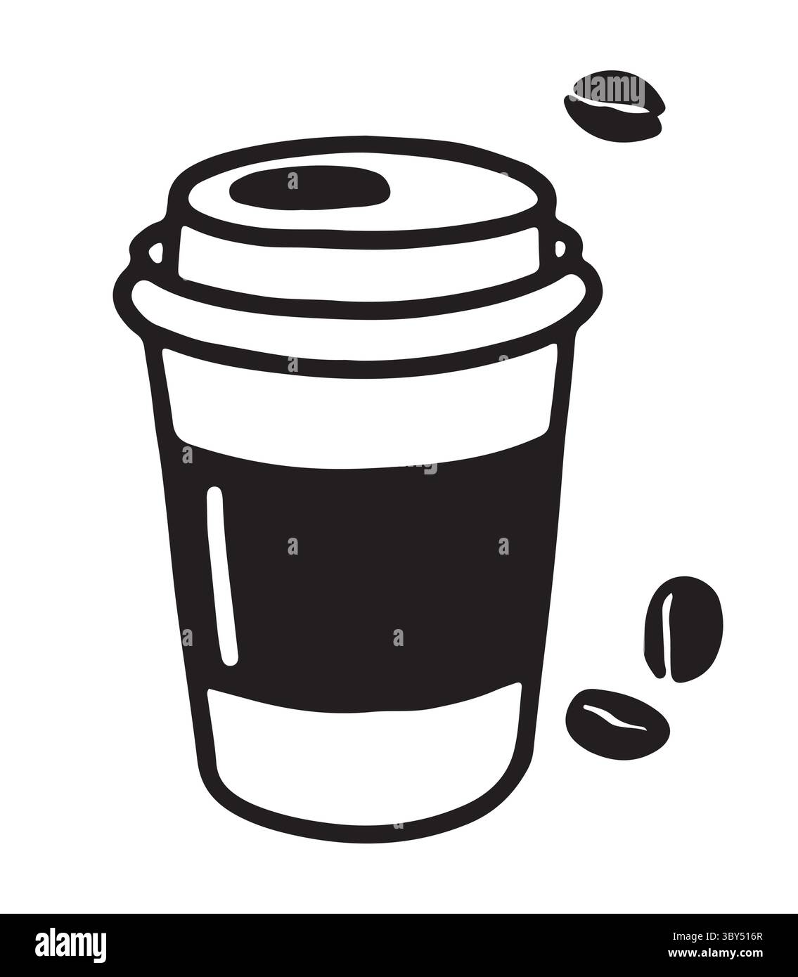 Handgezeichnete Kaffeekunst. Strichgrafik. Zeichenstil des Buntstifts. Design für Karten, Menüs, Poster Stock Vektor