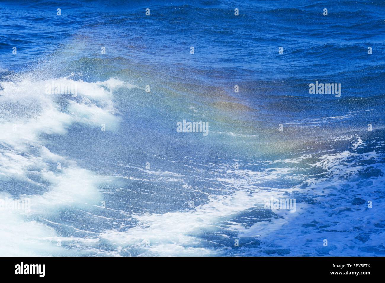 Sprühen Sie mit Regenbogen, Atlantik, Puerto Madryn, Argentinien, Südamerika Stockfoto