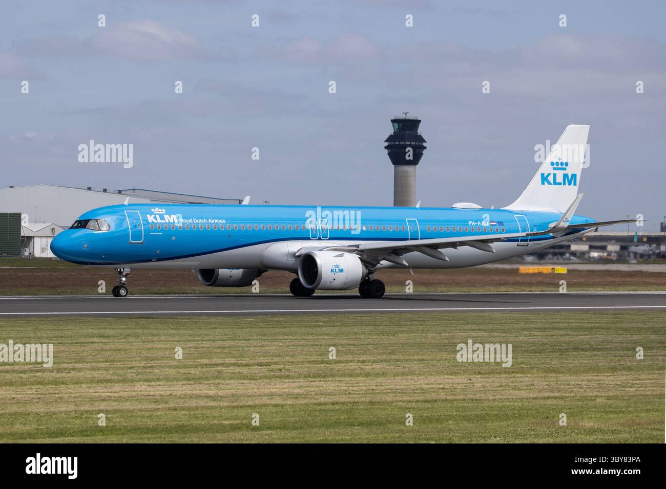 Ein KLM Airbus A320 am Flughafen Manchester. Stockfoto