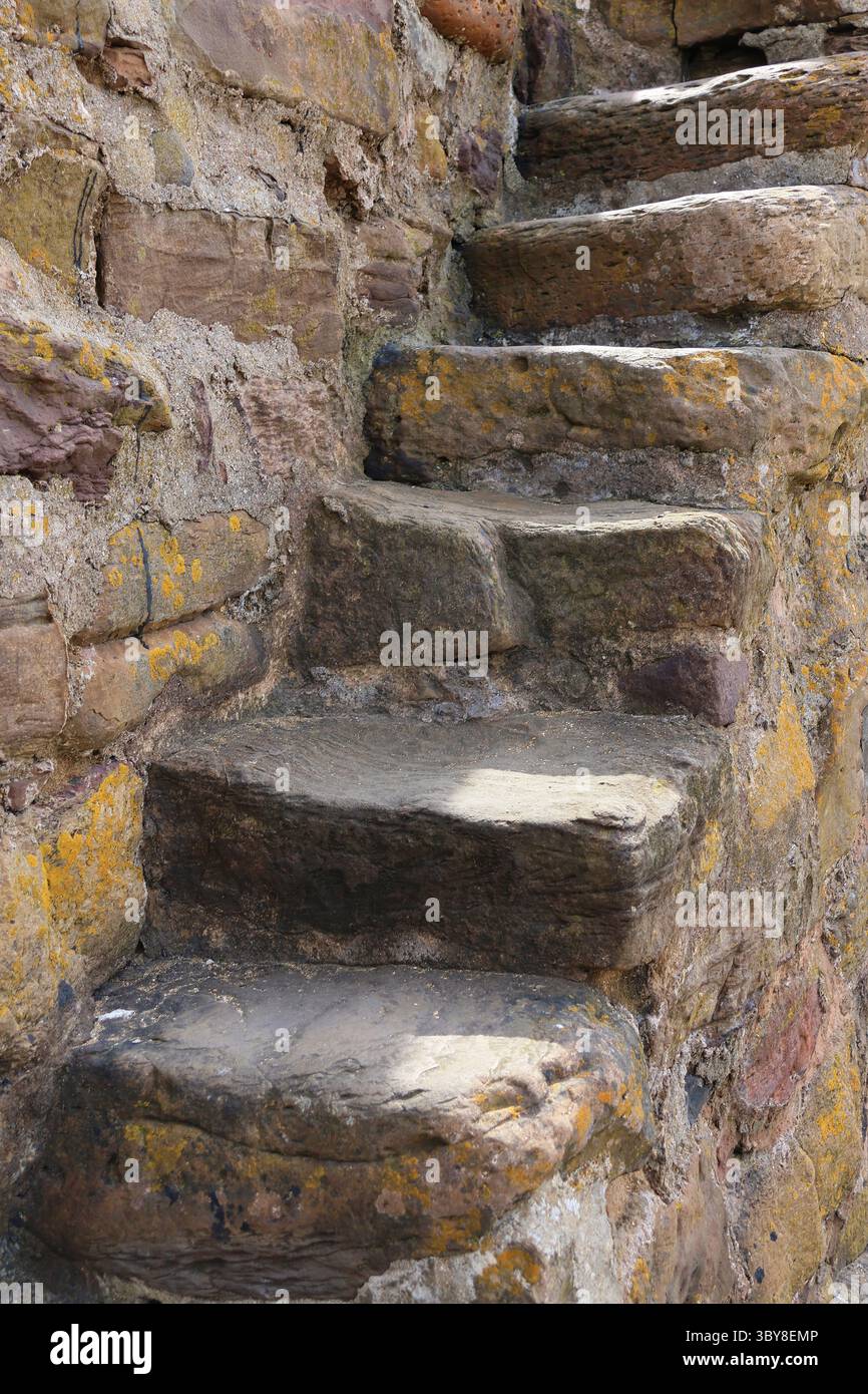 Steintreppen in einer Hafenmauer Stockfoto