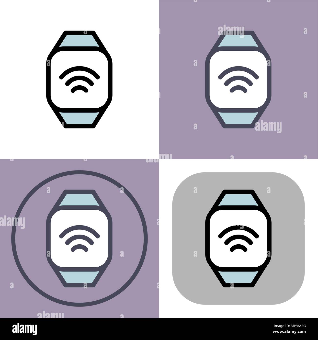 Smartwatch mit Nahfeld-Kommunikationssymbol – Symbol für Zahlungen, Zahlungsmethoden, kontaktlose Zahlung und digitale Zahlung. Stock Vektor