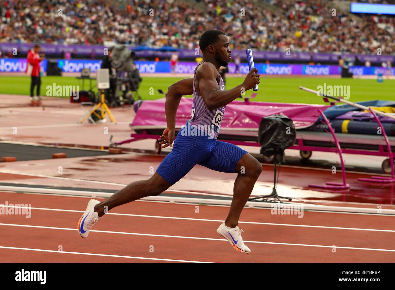 19. Juli 2025; London Stadium, London, England; 2025 London Diamond League Athletics; Teddy Wilson während der 4x100 m Staffel. Stockfoto