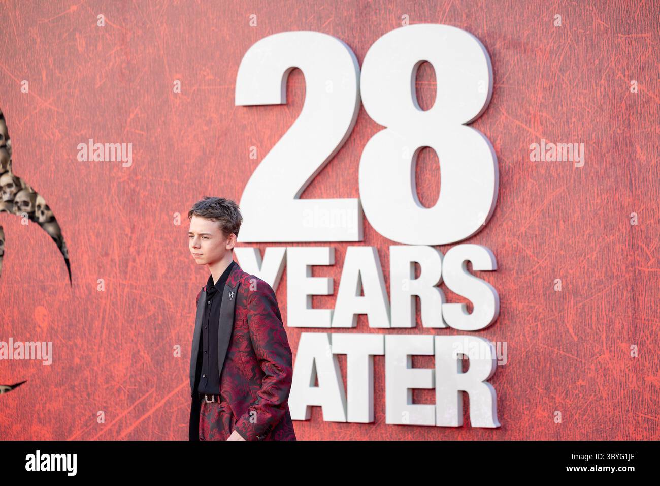 Darsteller und Gäste nehmen an der 28 Years Later World Film Premiere am Leicester Square Teil mit: Alfie Williams Where: London, United Kingdom When: 18 Jun 2025 Credit: Phil Lewis/WENN Stockfoto