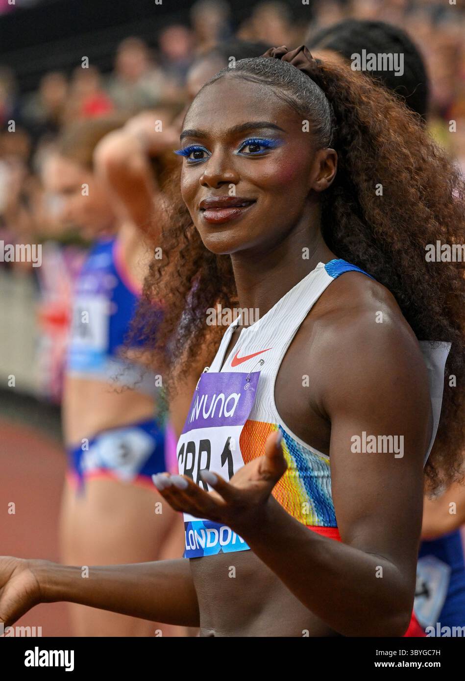 London, Großbritannien. Juli 2025. Dina ASHER-SMITH während des Novuna London Athletics Meet 2025, Teil der Wanda Diamond League im London Stadium, Queen Elizabeth Park, London, Großbritannien. Quelle: LFP/Alamy Live News Stockfoto