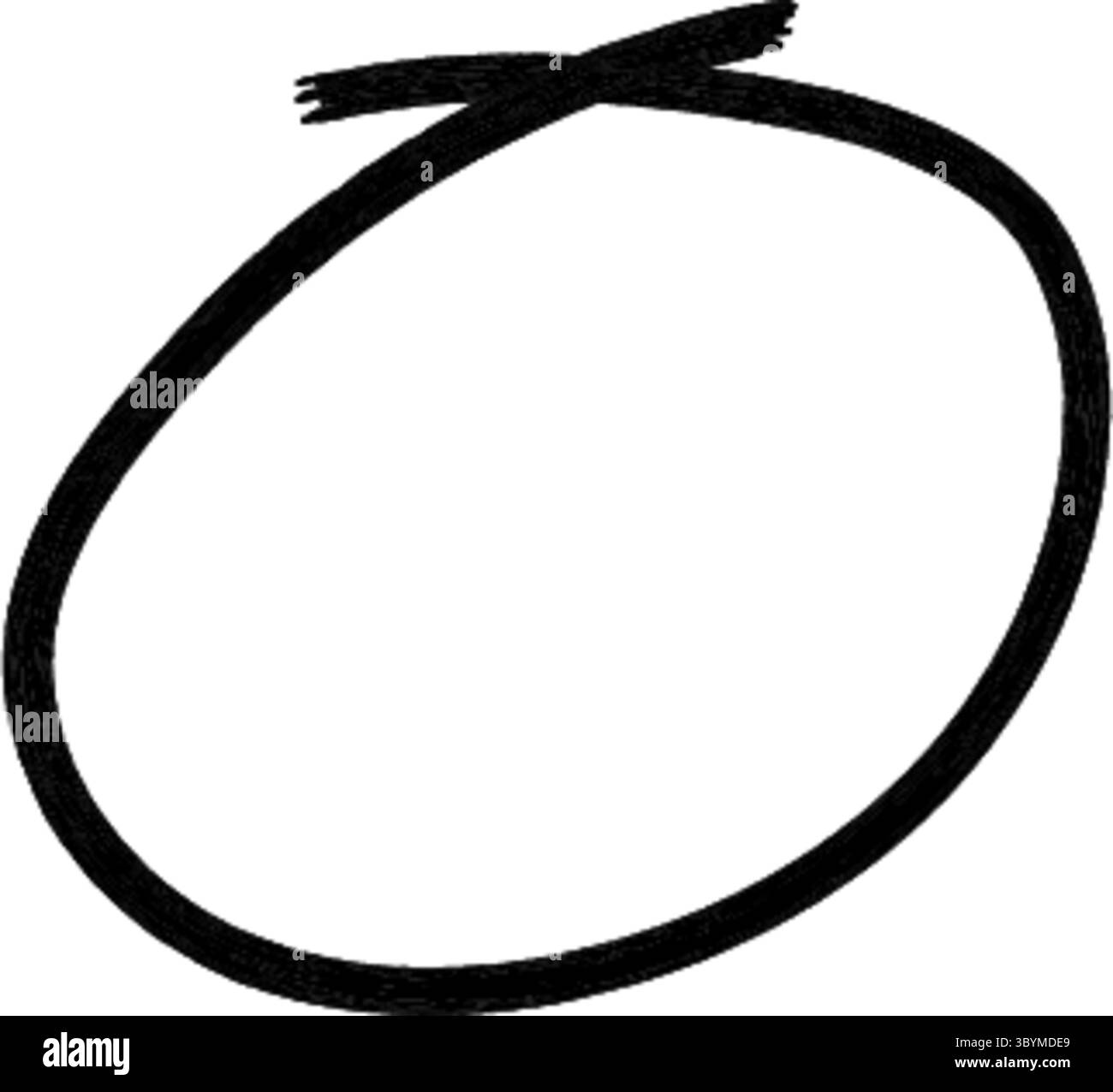 Ein einzelnes, unperfekt gezeichnetes schwarzes Oval oder Kreis mit rauer Textur, isoliert auf einem stark weißen Hintergrund. Stock Vektor