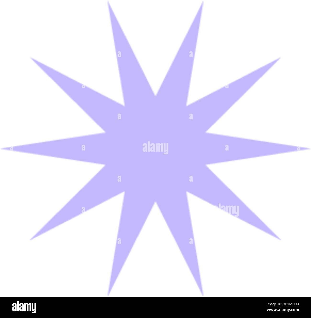 Eine stilisierte, abstrakte Sternenform oder Sternchenform in einem weichen, blassvioletten Farbton vor einem sauberen weißen Hintergrund. Stock Vektor