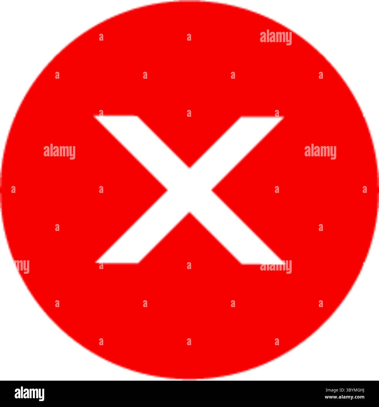 Eine hellrote ovale Form mit einem fettgedruckten weißen X-Symbol innen, das einen negativen oder falschen Status darstellt. Stock Vektor