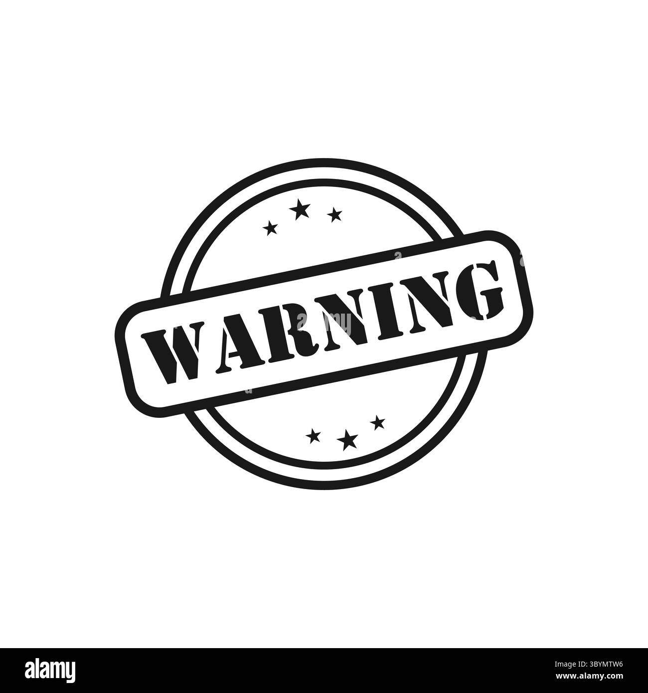 Schwarz-weiß Warnstempel mit Sternen Stock Vektor