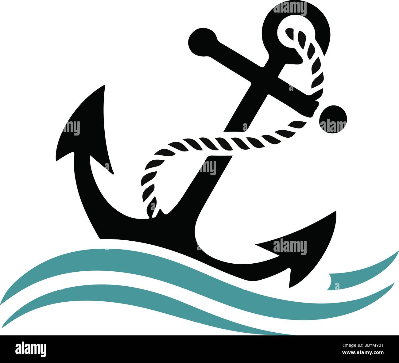Eine silberne Anker-Silhouette-Illustration Stock Vektor