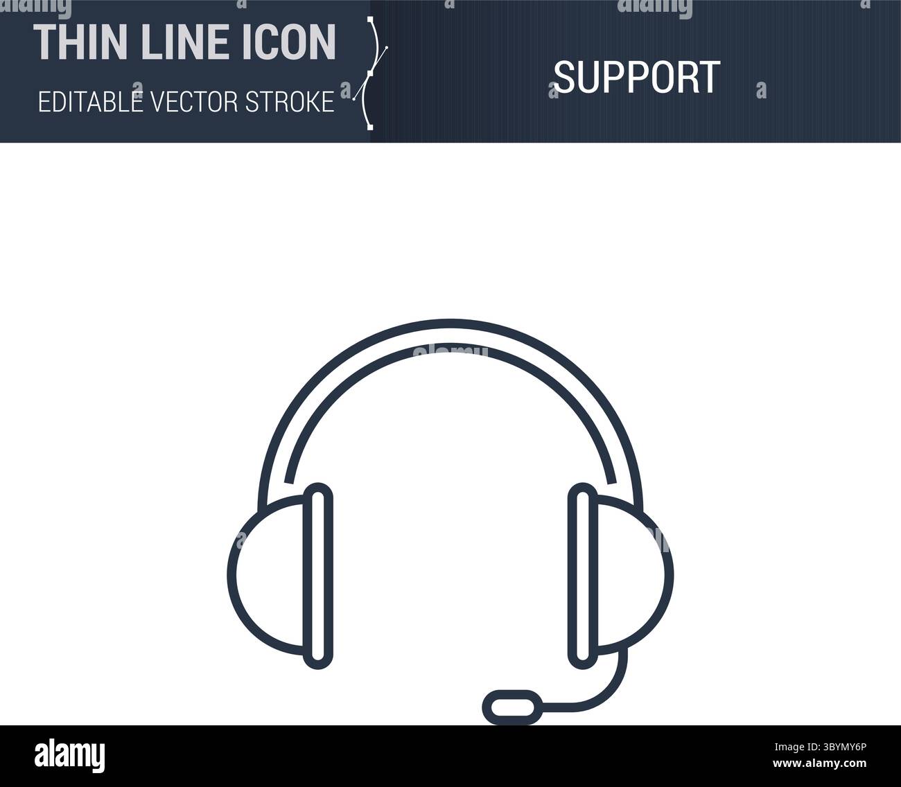 Symbol „Support“. Schlankes Thin Line Business-Symbol. Konturpiktogramm für Web Design. Hochwertiges Outline Symbol Konzept. Premium Monoline Aes Stock Vektor