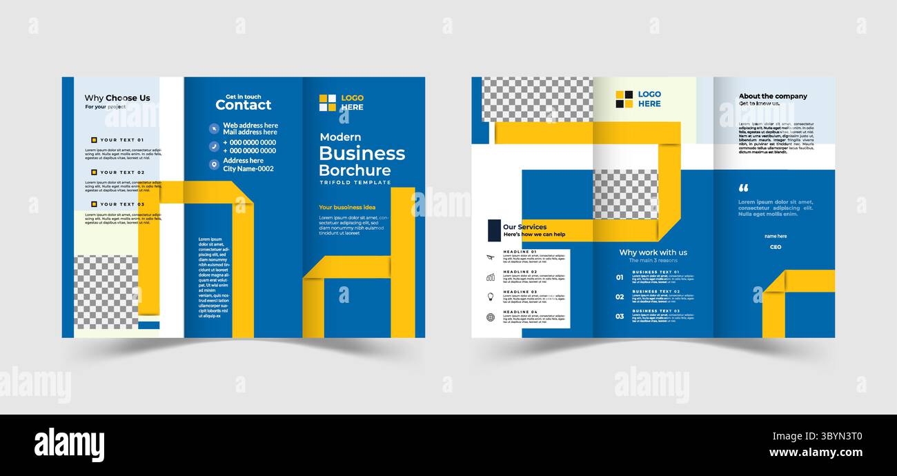 Bearbeitbare dreifach gefaltete Broschürenvorlage für Unternehmen. Kreatives und professionelles dreifach gefaltetes Vektordesign Stock Vektor