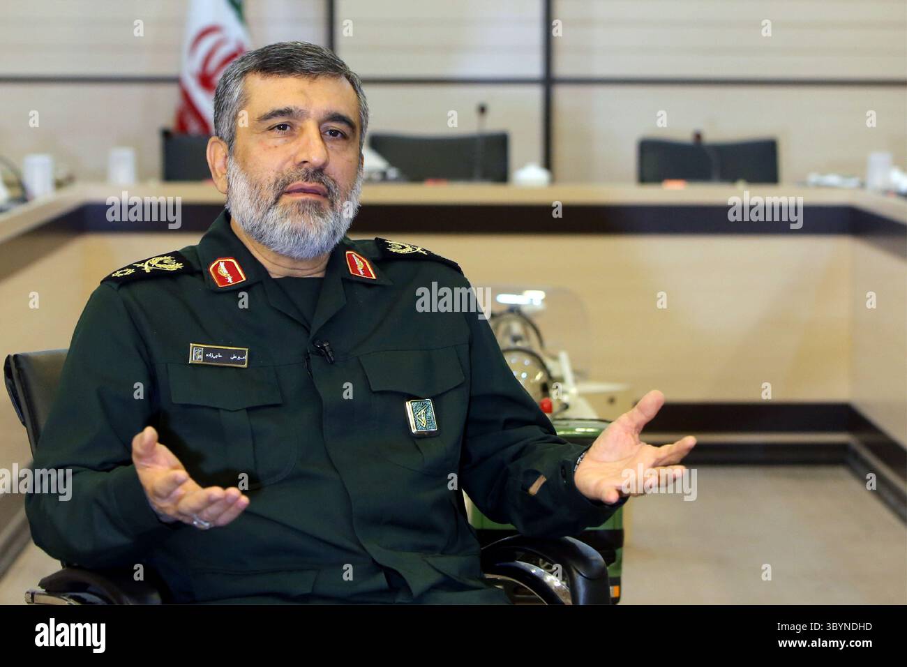 Brigadegeneral Amir Ali Hajizadeh war ein iranischer Offizier, der als Befehlshaber der Luft- und Raumfahrtstreitkräfte der IRGC diente Stockfoto