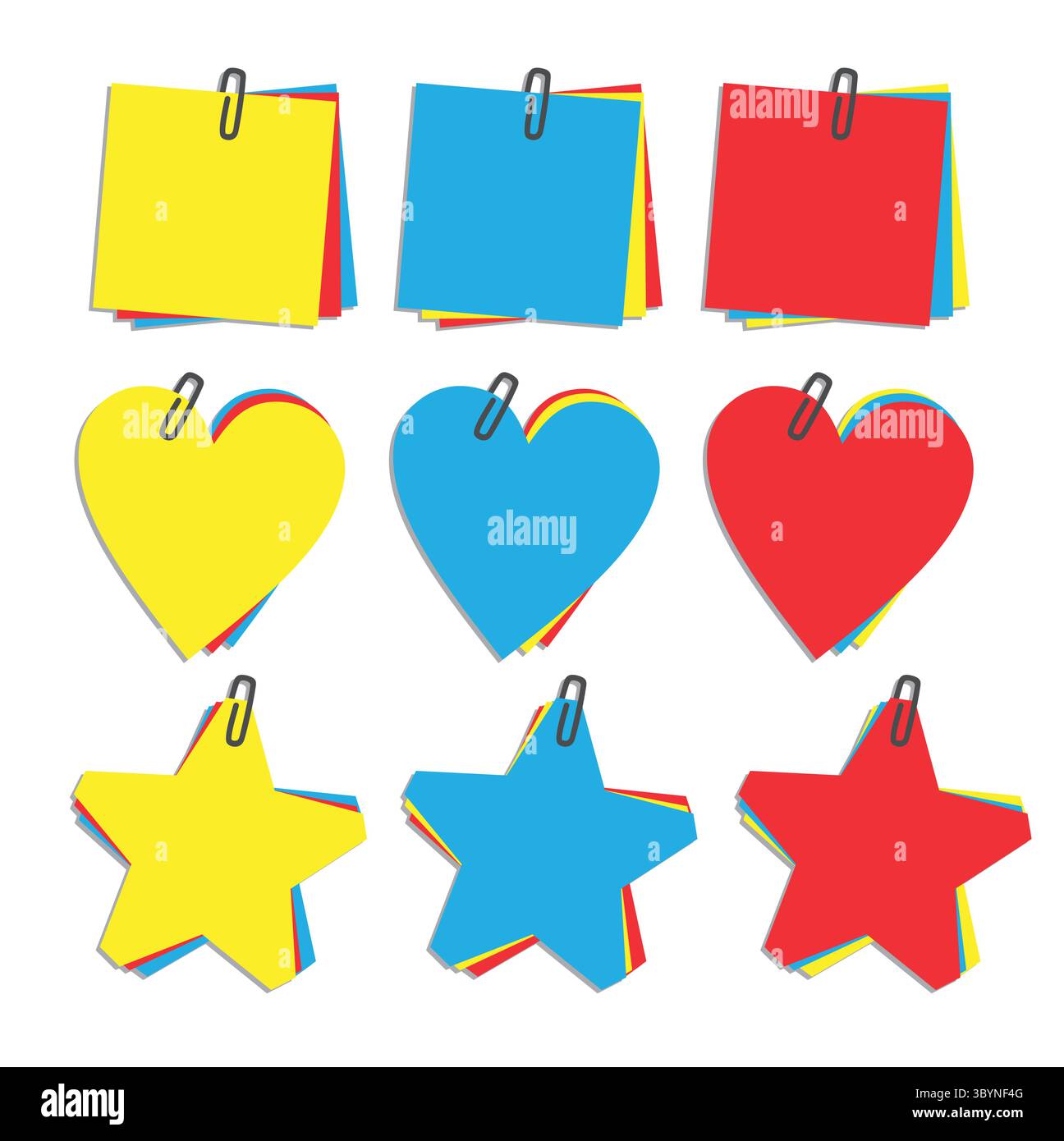 Satz von Farbaufklebern in einer anderen Form. Stock Vektor