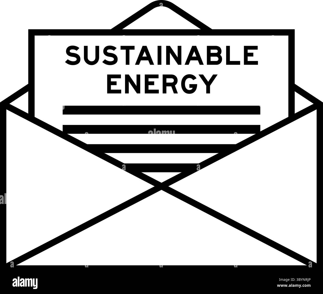 Umschlag und Buchstaben mit dem Wort nachhaltige Energie als Überschrift Stock Vektor