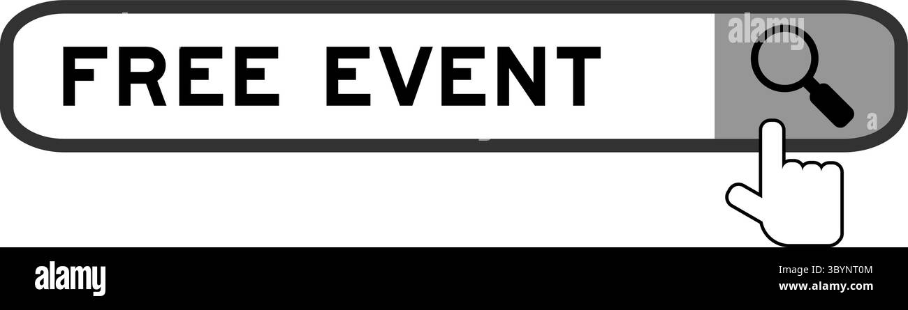 Suchbanner in einem wortfreien Ereignis mit dem Lupensymbol auf weißem Hintergrund Stock Vektor