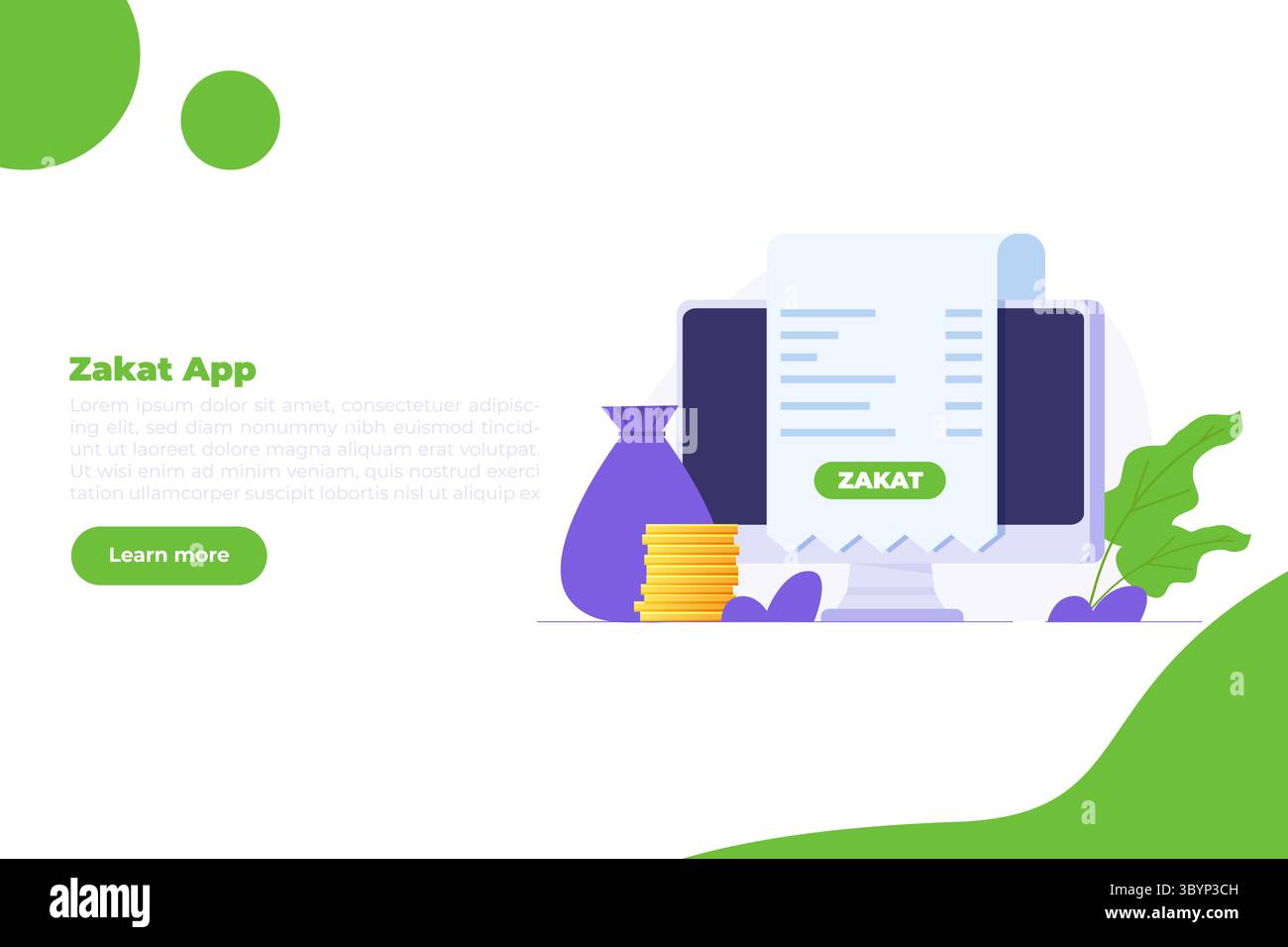Online-Zakat-Zahlungskonzept, Zakat mit einem Smartphone-Konzept bezahlen. Zeichentrick flache Vektor-Illustration für Banner, Website, Landingpage, Flyer. Stock Vektor