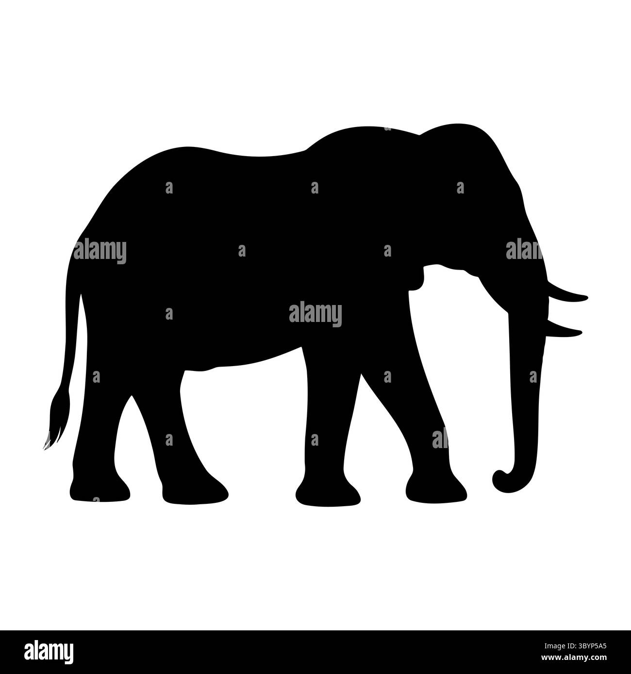 Elefanten-Silhouette, Stehansicht 2 Stock Vektor