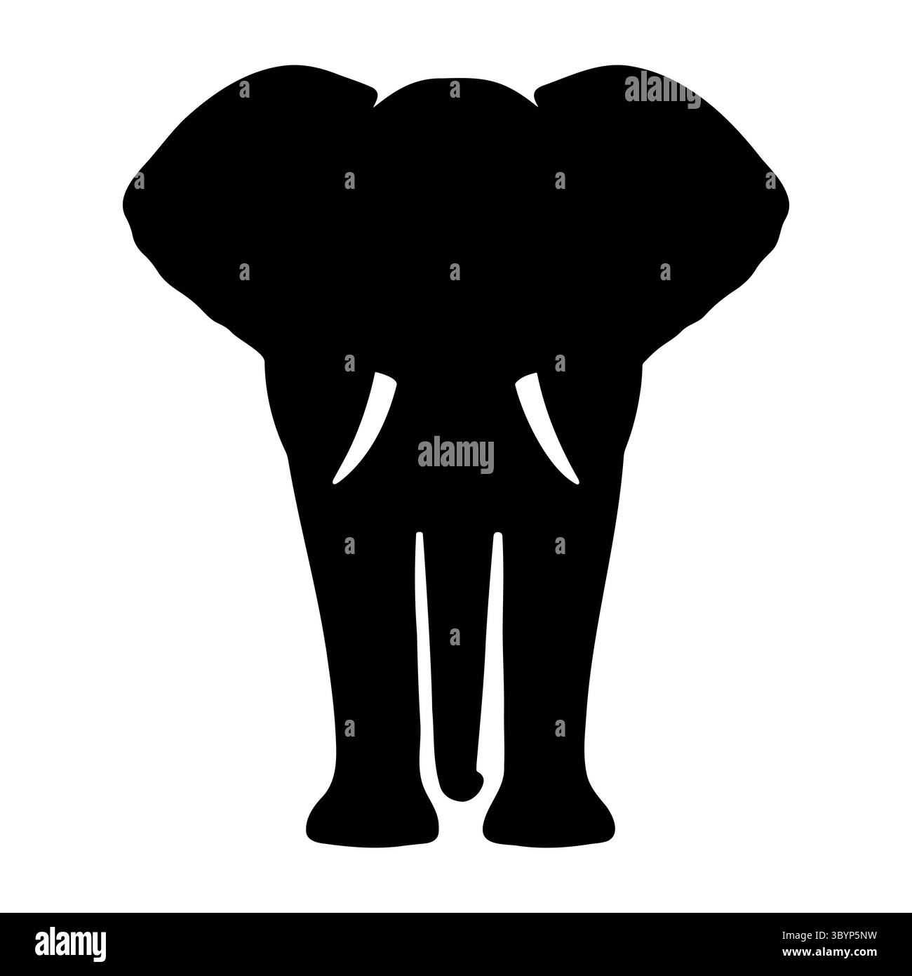 Elefanten-Silhouette, Vorderansicht 1 Stock Vektor