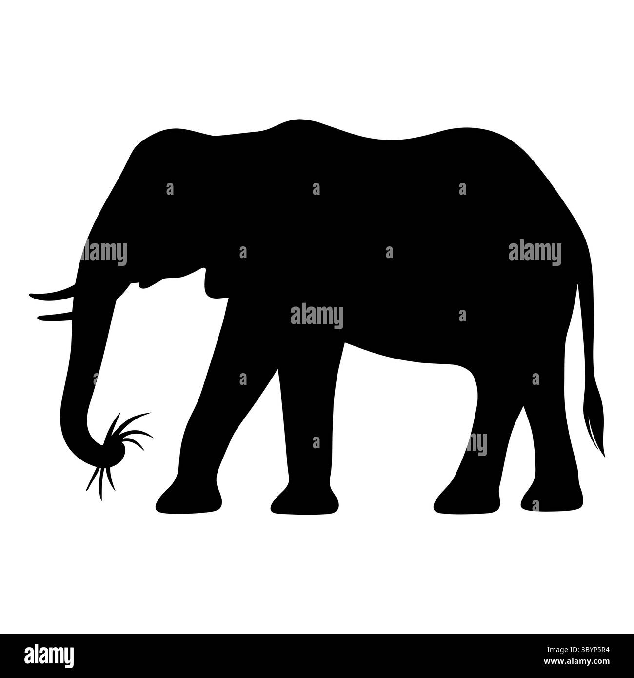 Elefanten-Silhouette, seitlicher Blick auf das Essen Stock Vektor