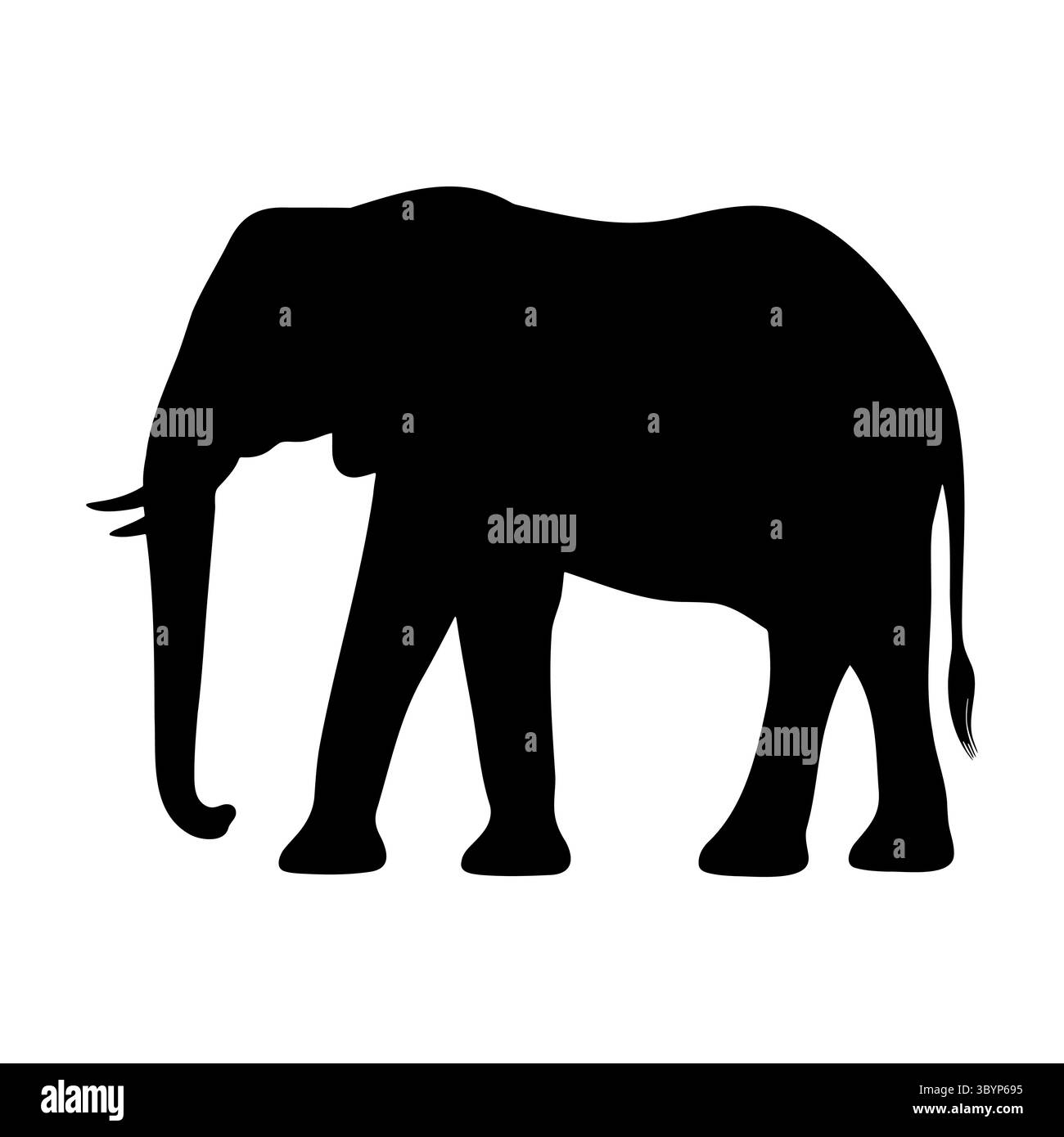 Elefanten-Silhouette, Stehansicht 1 Stock Vektor