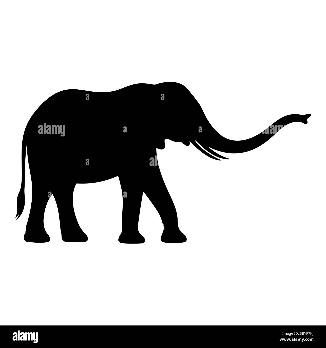 Elefanten-Silhouette mit ausgestrecktem Kofferraum Stock Vektor