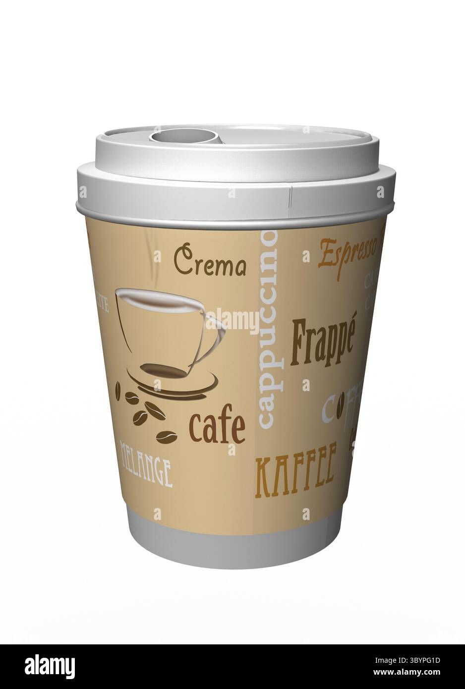 Coffee To Go Becher mit Aufschrift, optional Stockfoto