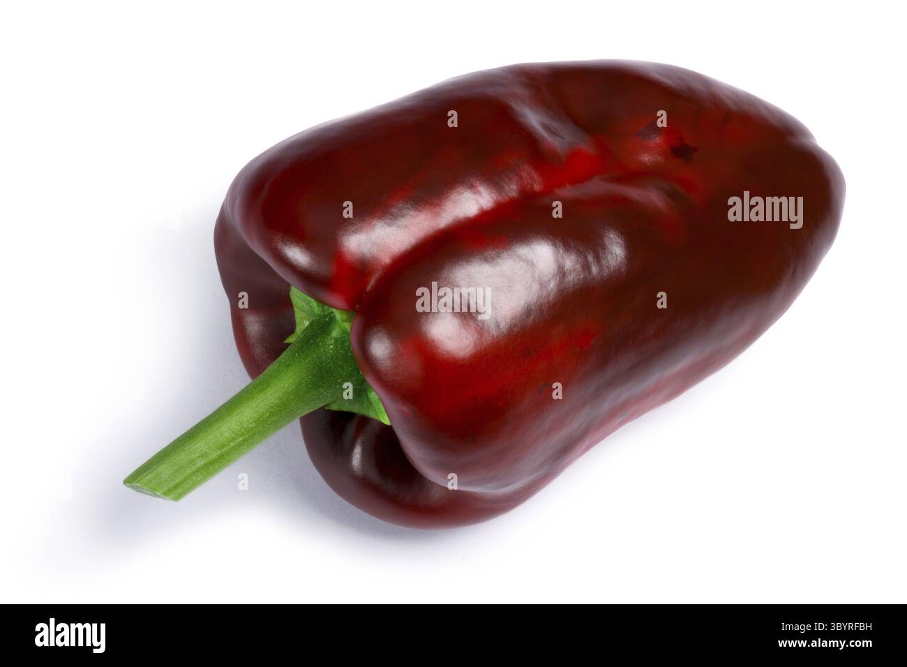 Ancho Pfeffer (so genannte Poblano unreif). Schneidepfade, Schatten Sie getrennt, Top Aussicht Stockfoto