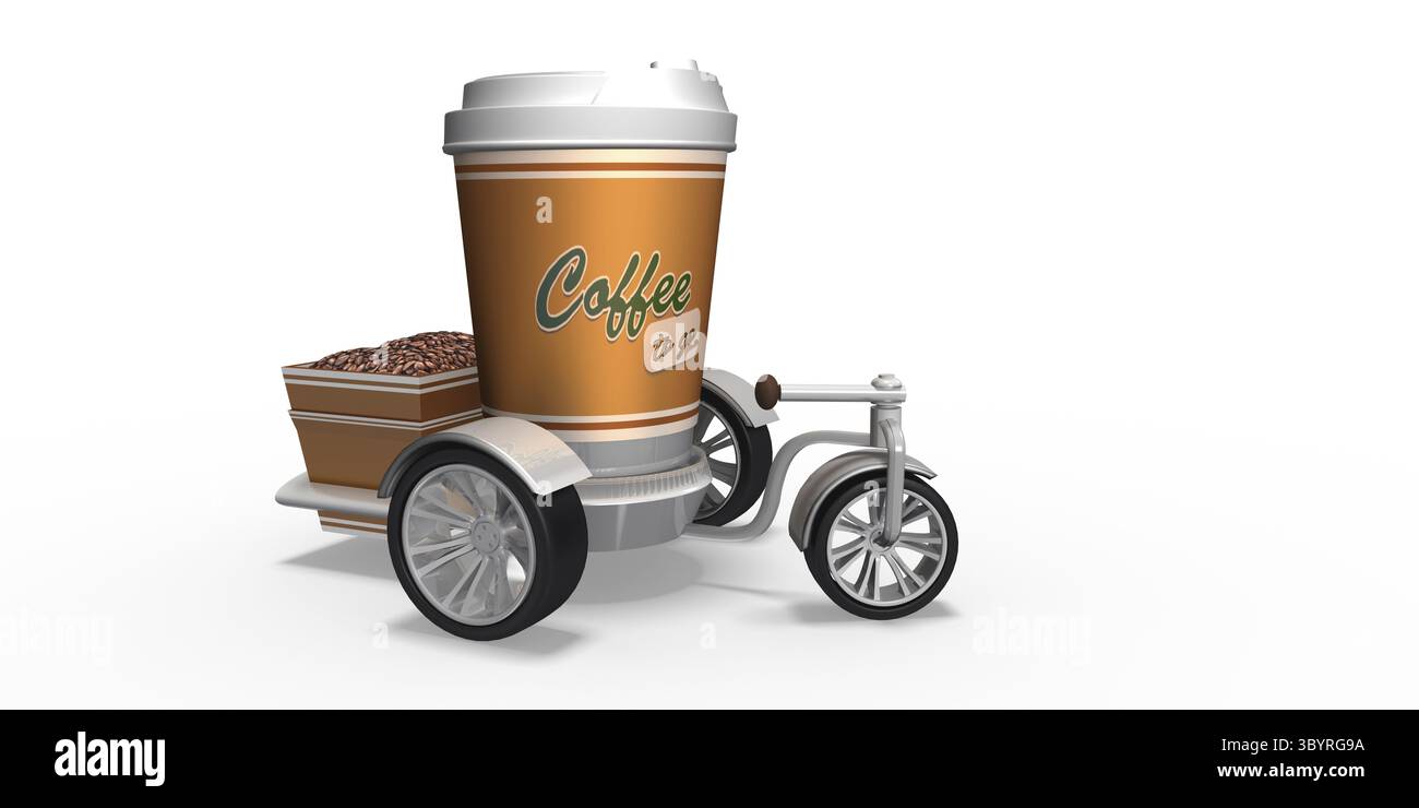 Kaffee zum Mitnehmen Becher, Räder Stockfoto