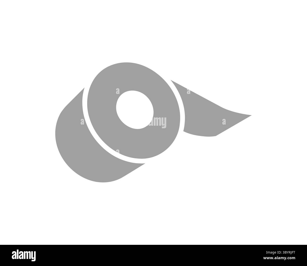 Abstrakte minimalistische Ikone einer Rolle Klebeband, die sich entfaltet. Stellt Neuanfänge, Fortschritte, Lösungen oder Reparaturen dar. Stock Vektor