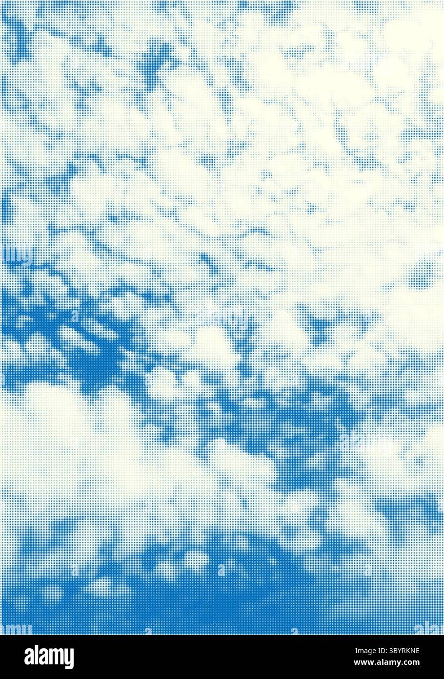 Blaue Wolken am sonnigen Verlaufshimmel mit Halbtoneffekt Polka Dot Textur bg. Dramatischer Rauch oder Nebel im Pop-Art-Comic-Stil. Retro flauschig gepunktet, bewölkt Stock Vektor Blaue Wolken am sonnigen Verlaufshimmel mit Halbtoneffekt Polka Dot Textur bg. Dramatischer Rauch oder Nebel im Pop-Art-Comic-Stil. Retro flauschig gepunktet, bewölkt Stock Vektor