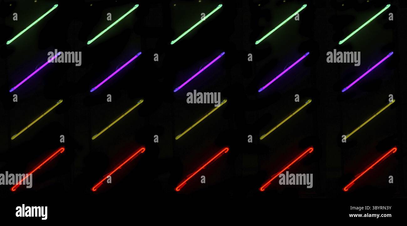 Vintage Neon Building Elements – Buntes Wanddesign Stockfoto