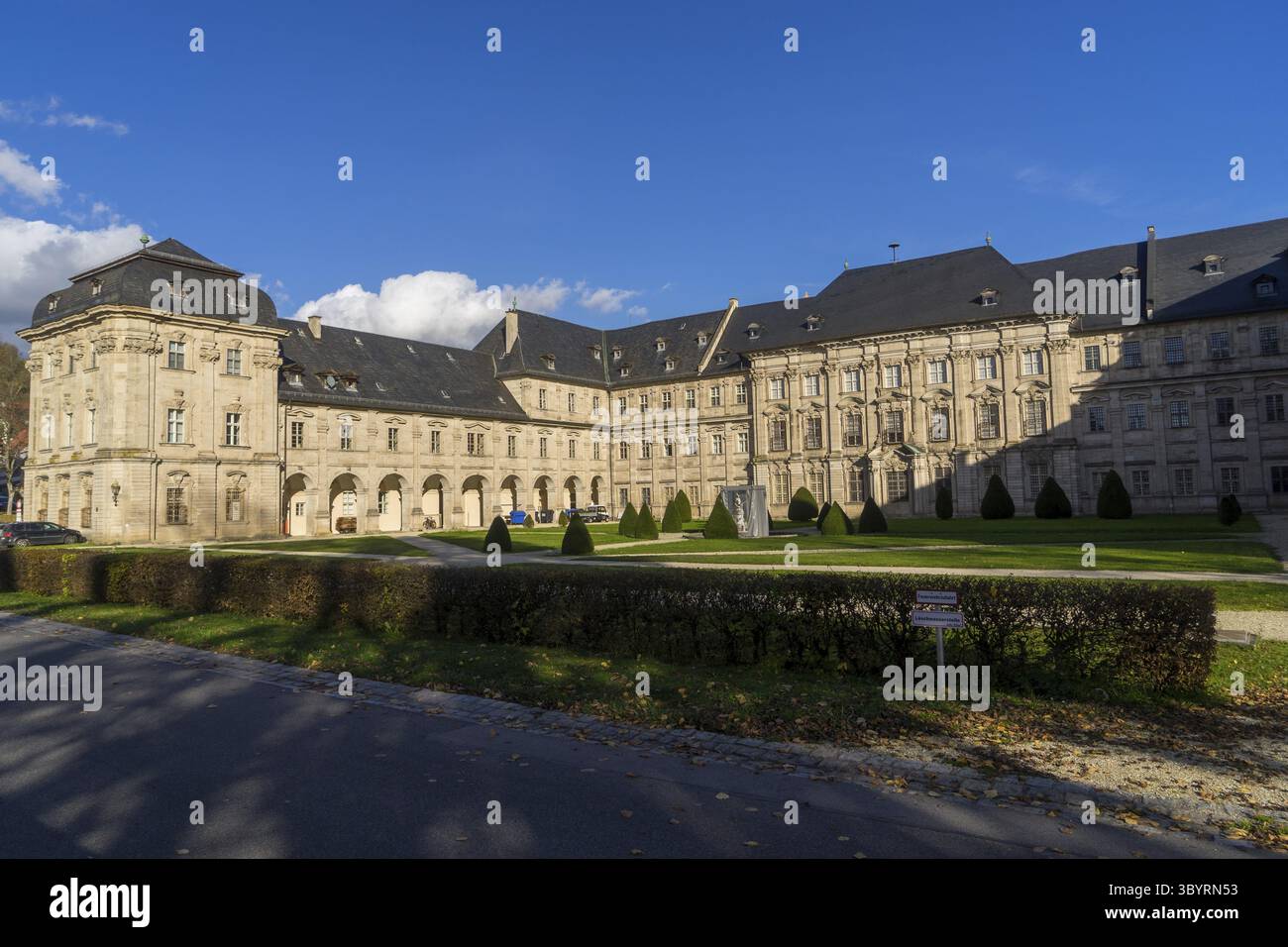 Historisches Kloster im Zentrum des deutschen Dorfes Markt Ebrach in der Region Franken Stockfoto