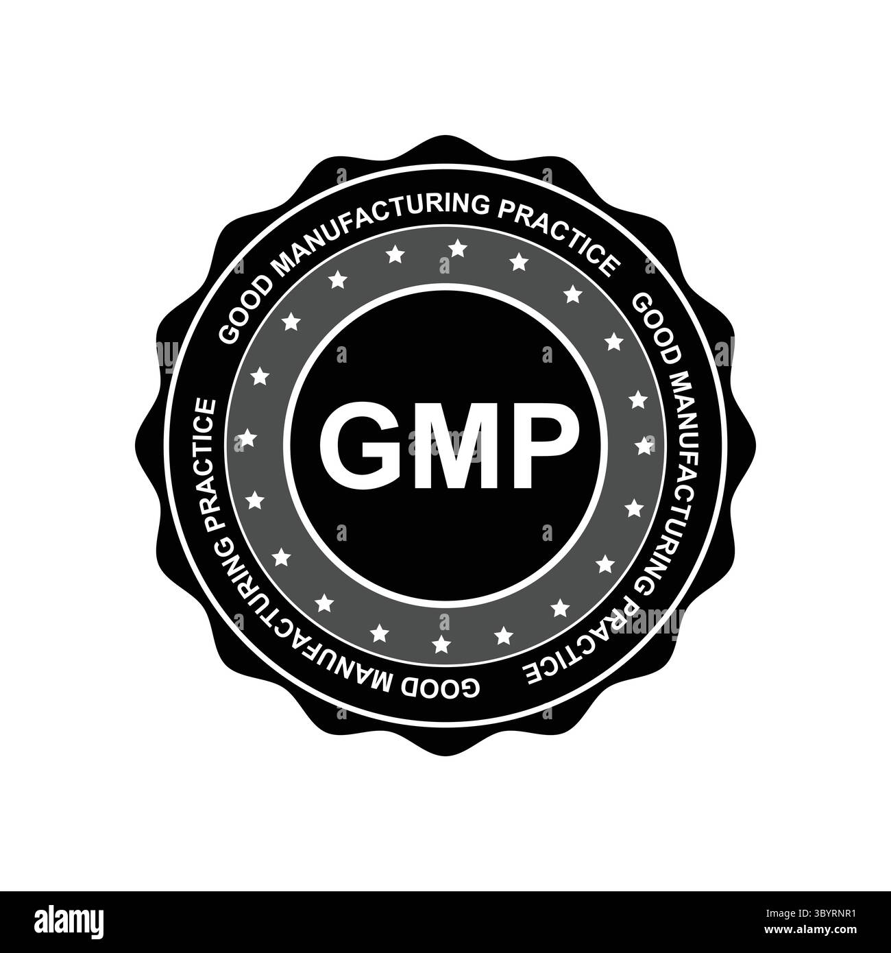 GMP-zertifiziertes Emblem für Compliance und Produktvertrauen Stock Vektor