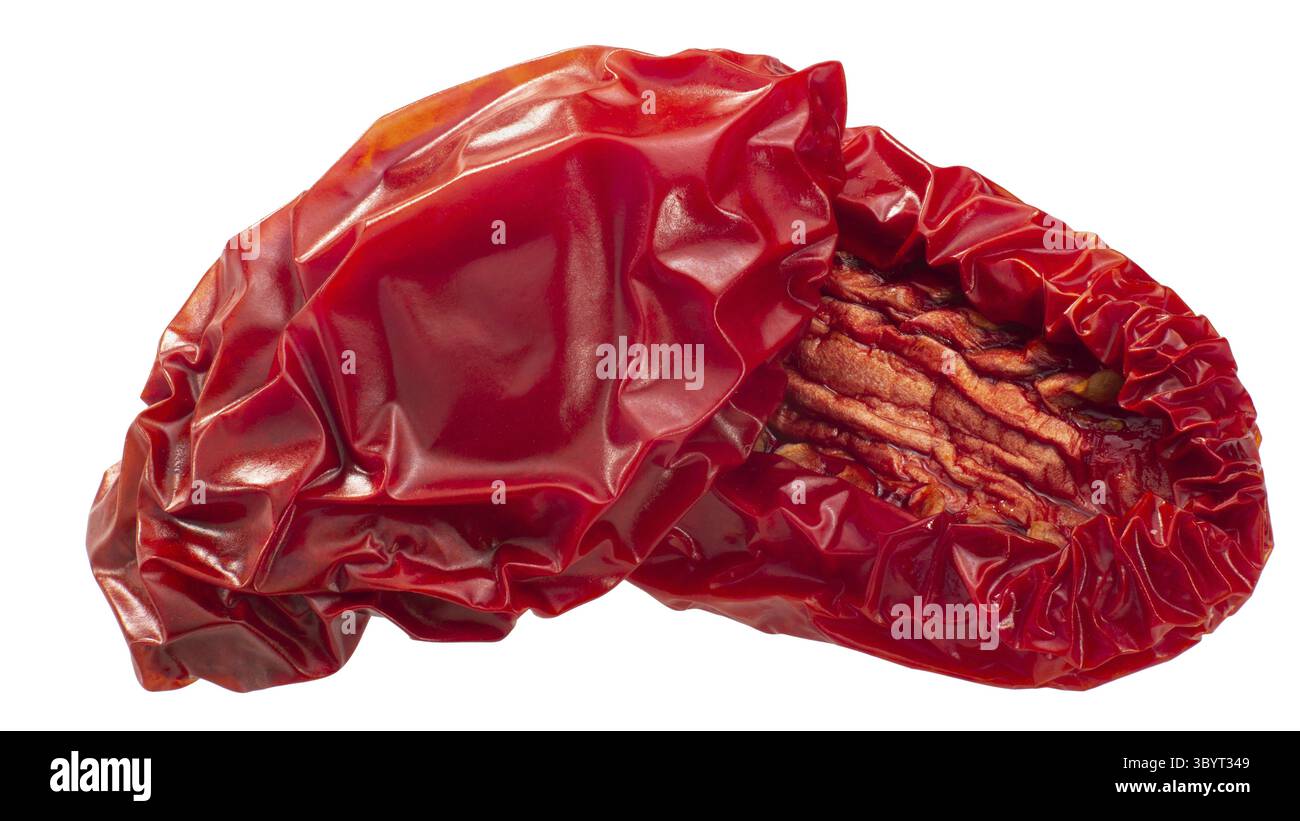 Getrockneten oder getrockneten Pflaumen Tomaten halbiert, isoliert Stockfoto