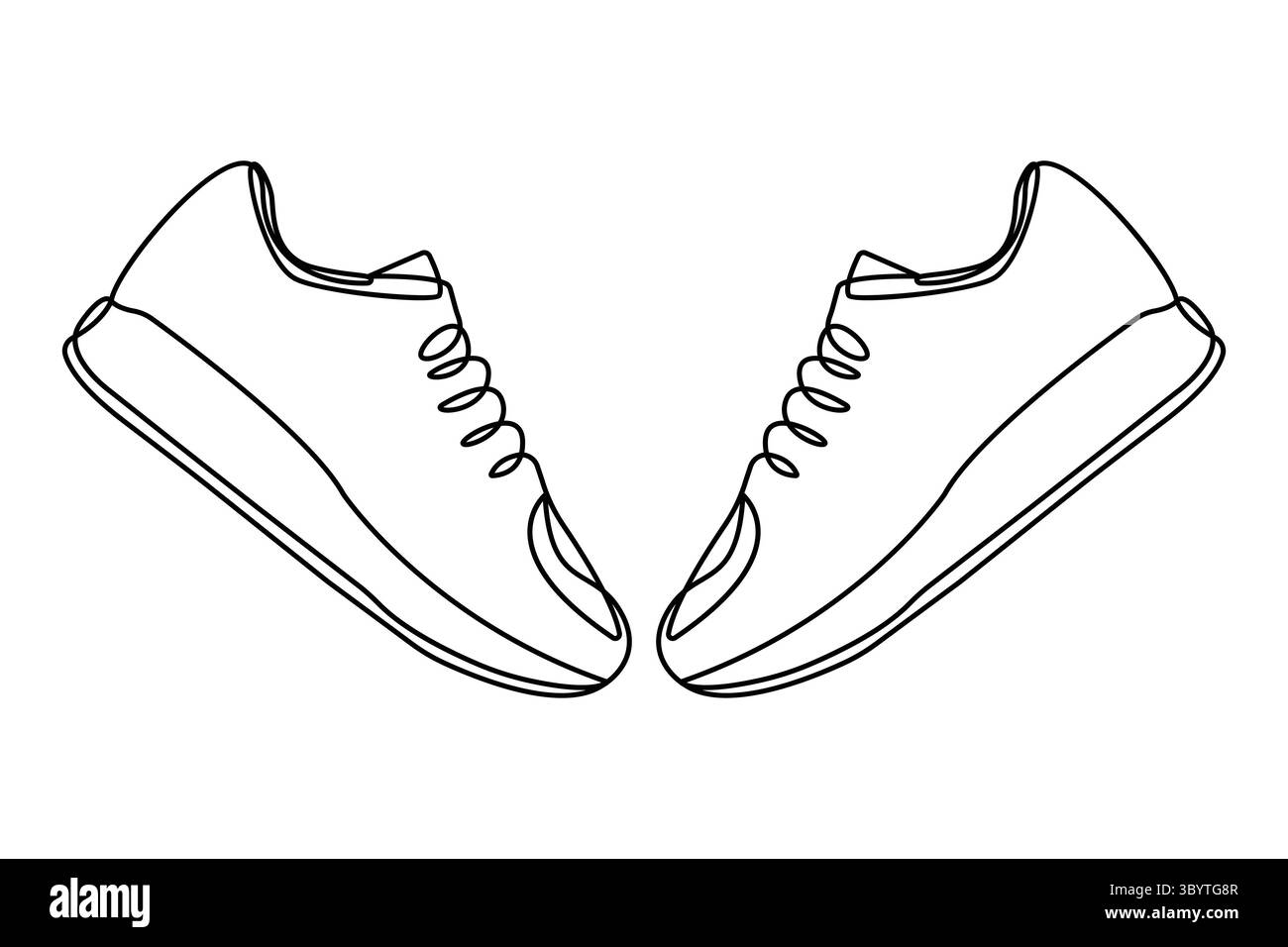 Durchgehende einzeilige Zeichnung des Schuhkonturvektorgrafik-Designs Stock Vektor