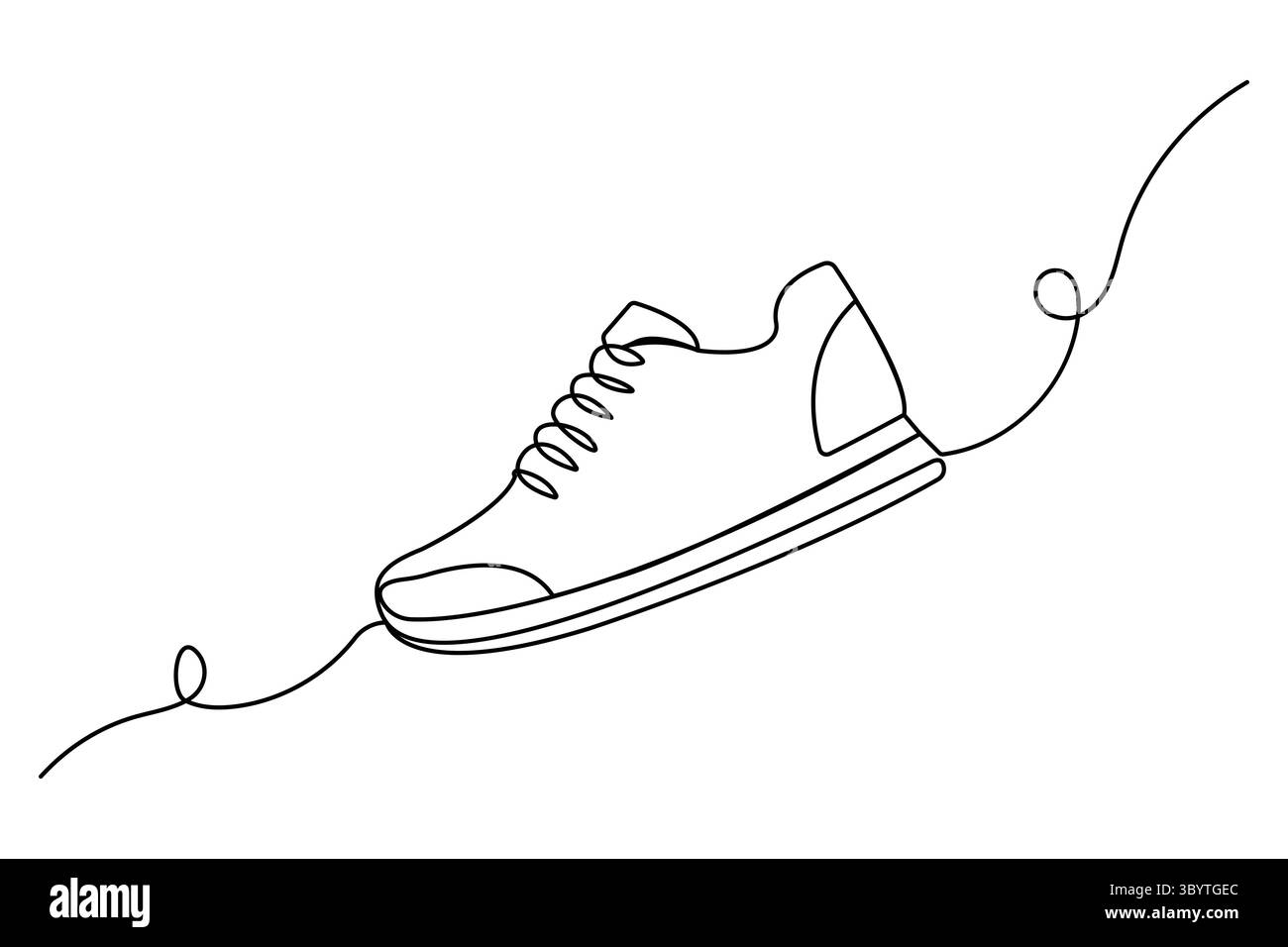 Durchgehende einzeilige Zeichnung des Schuhkonturvektorgrafik-Designs Stock Vektor