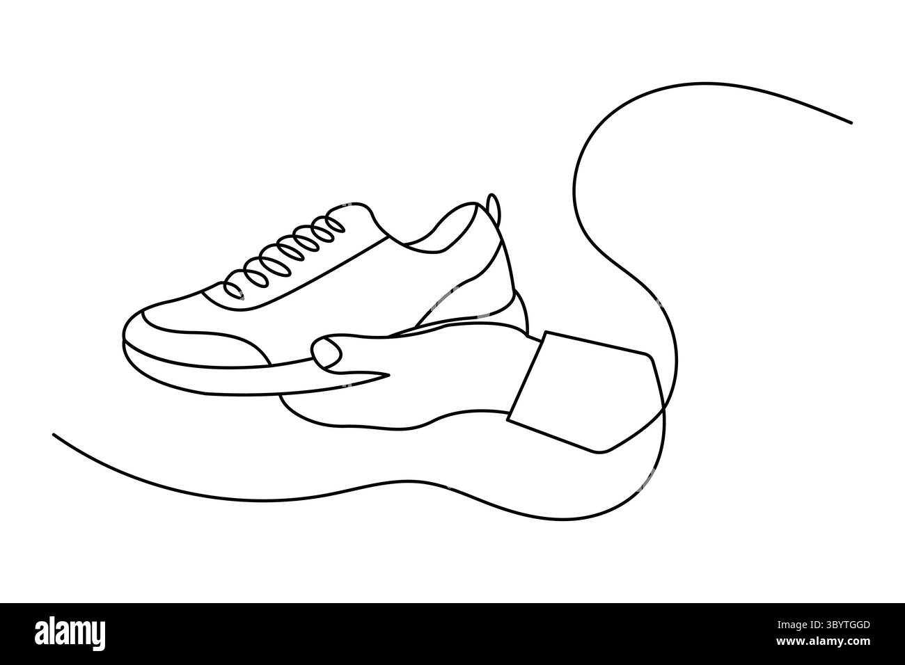 Durchgehende einzeilige Zeichnung des Schuhkonturvektorgrafik-Designs Stock Vektor