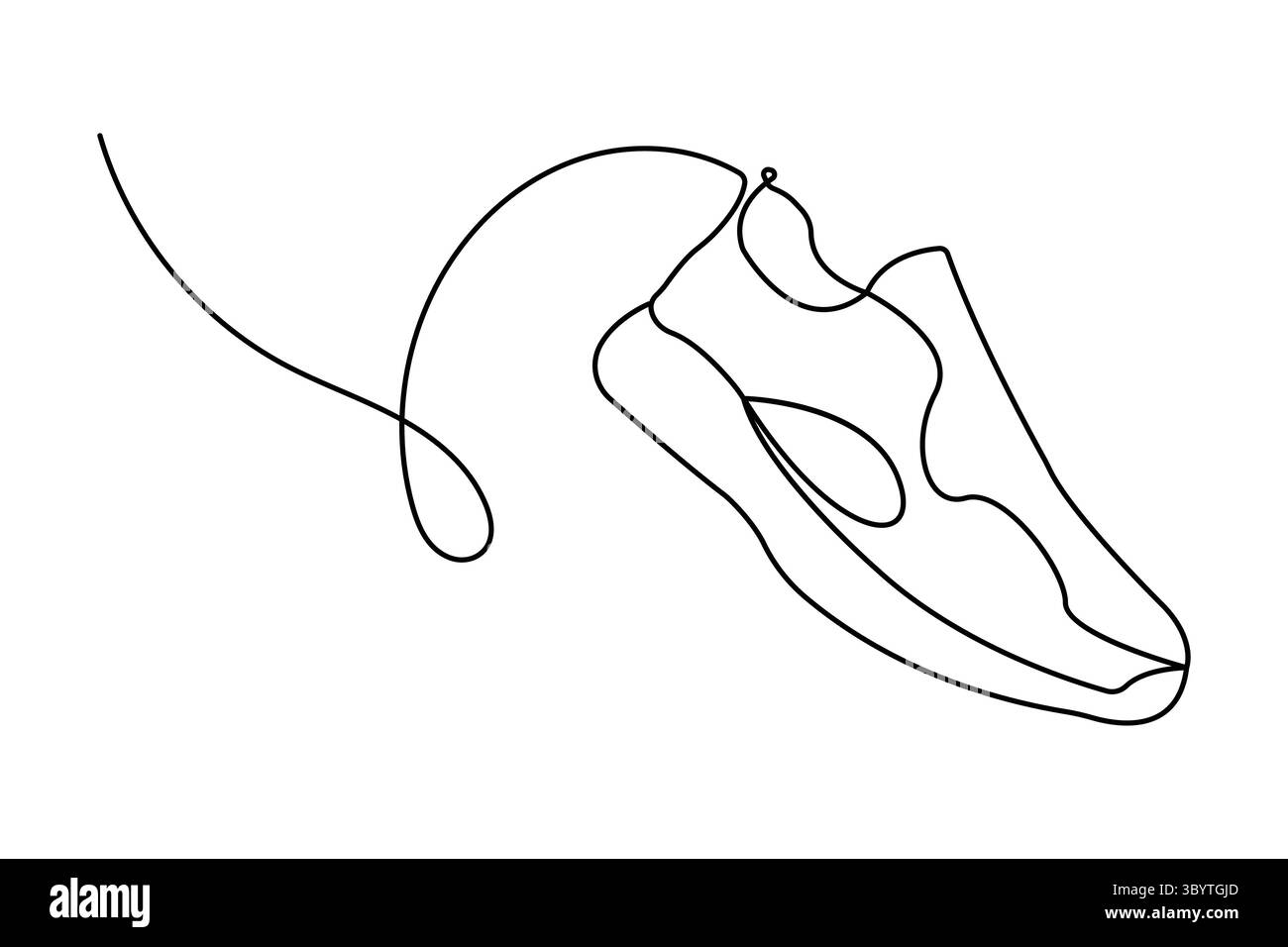 Durchgehende einzeilige Zeichnung des Schuhkonturvektorgrafik-Designs Stock Vektor