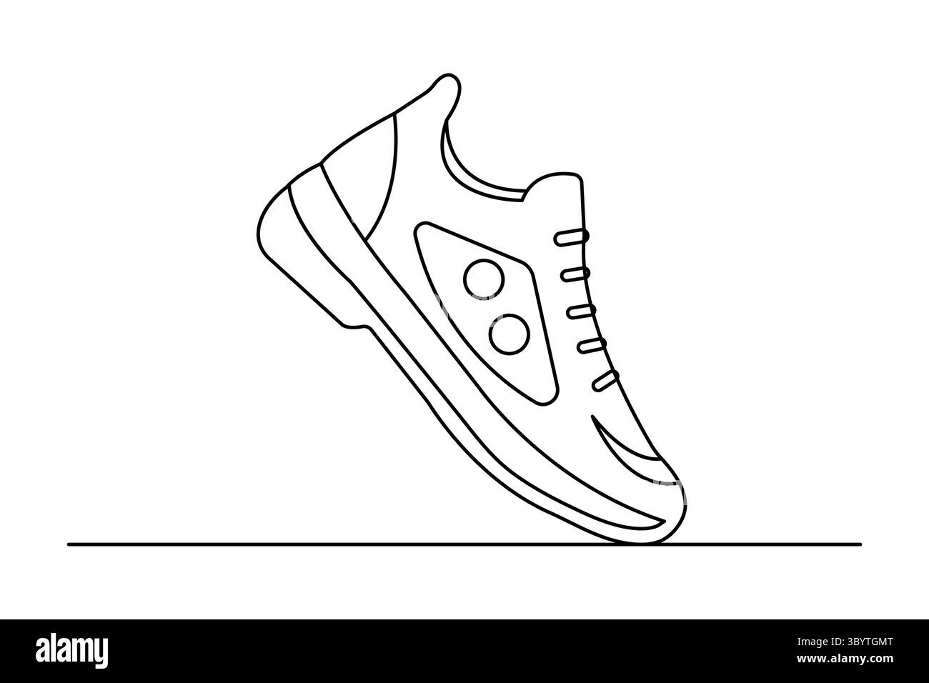 Durchgehende einzeilige Zeichnung des Schuhkonturvektorgrafik-Designs Stock Vektor
