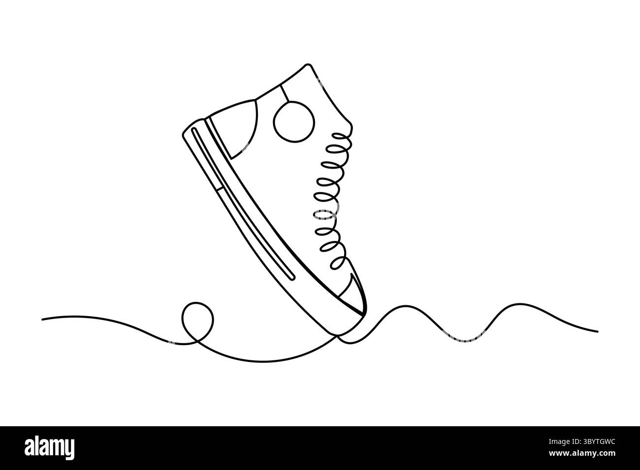 Durchgehende einzeilige Zeichnung des Schuhkonturvektorgrafik-Designs Stock Vektor