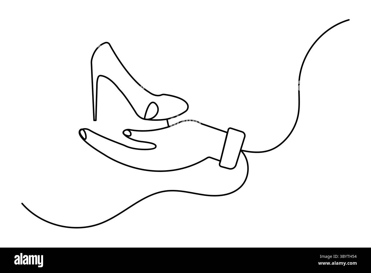 Durchgehende einzeilige Zeichnung des Schuhkonturvektorgrafik-Designs Stock Vektor