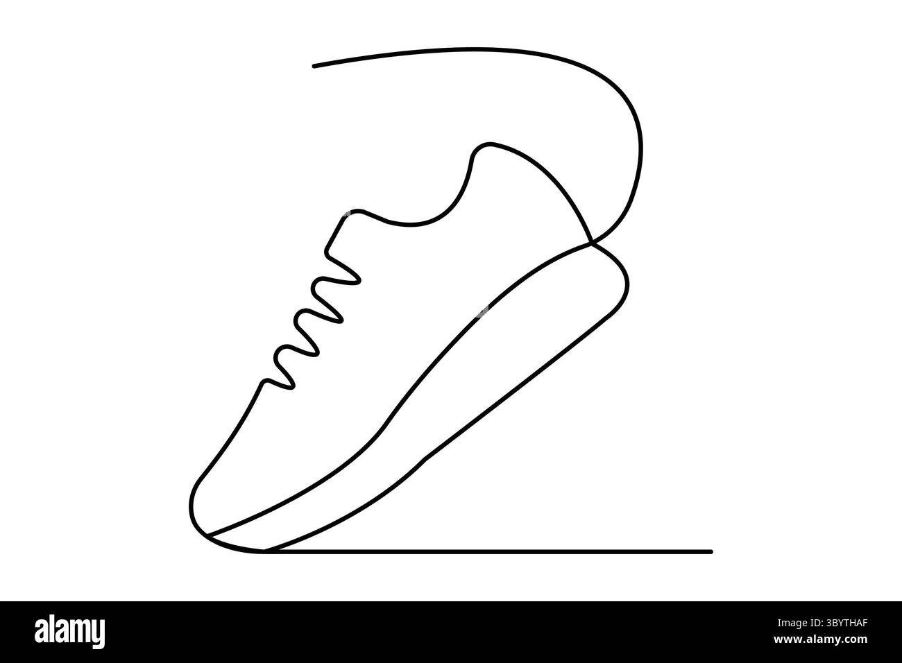 Durchgehende einzeilige Zeichnung des Schuhkonturvektorgrafik-Designs Stock Vektor