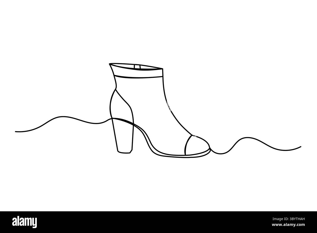 Durchgehende einzeilige Zeichnung des Schuhkonturvektorgrafik-Designs Stock Vektor