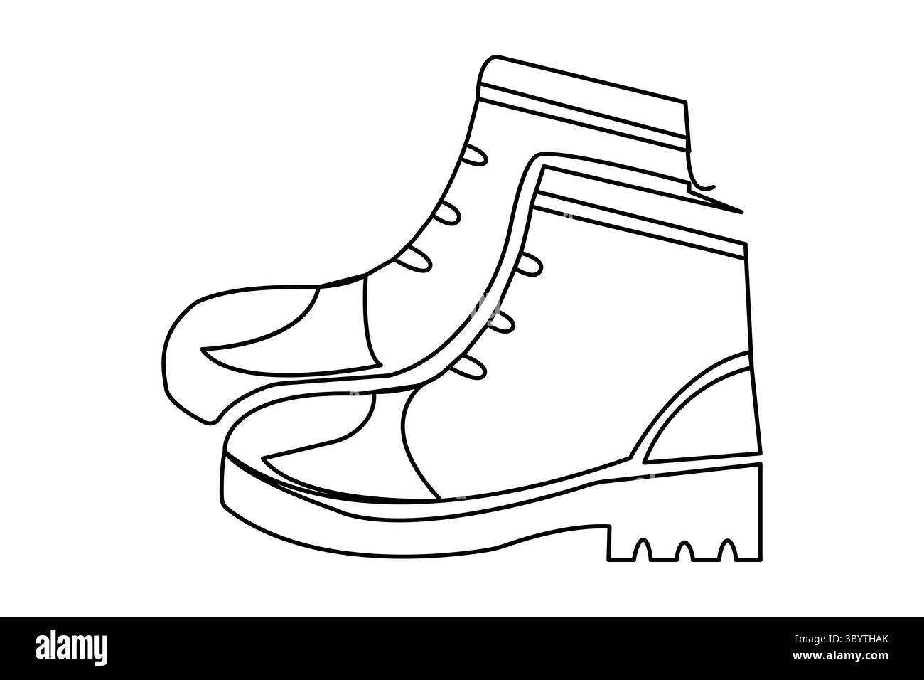 Durchgehende einzeilige Zeichnung des Schuhkonturvektorgrafik-Designs Stock Vektor