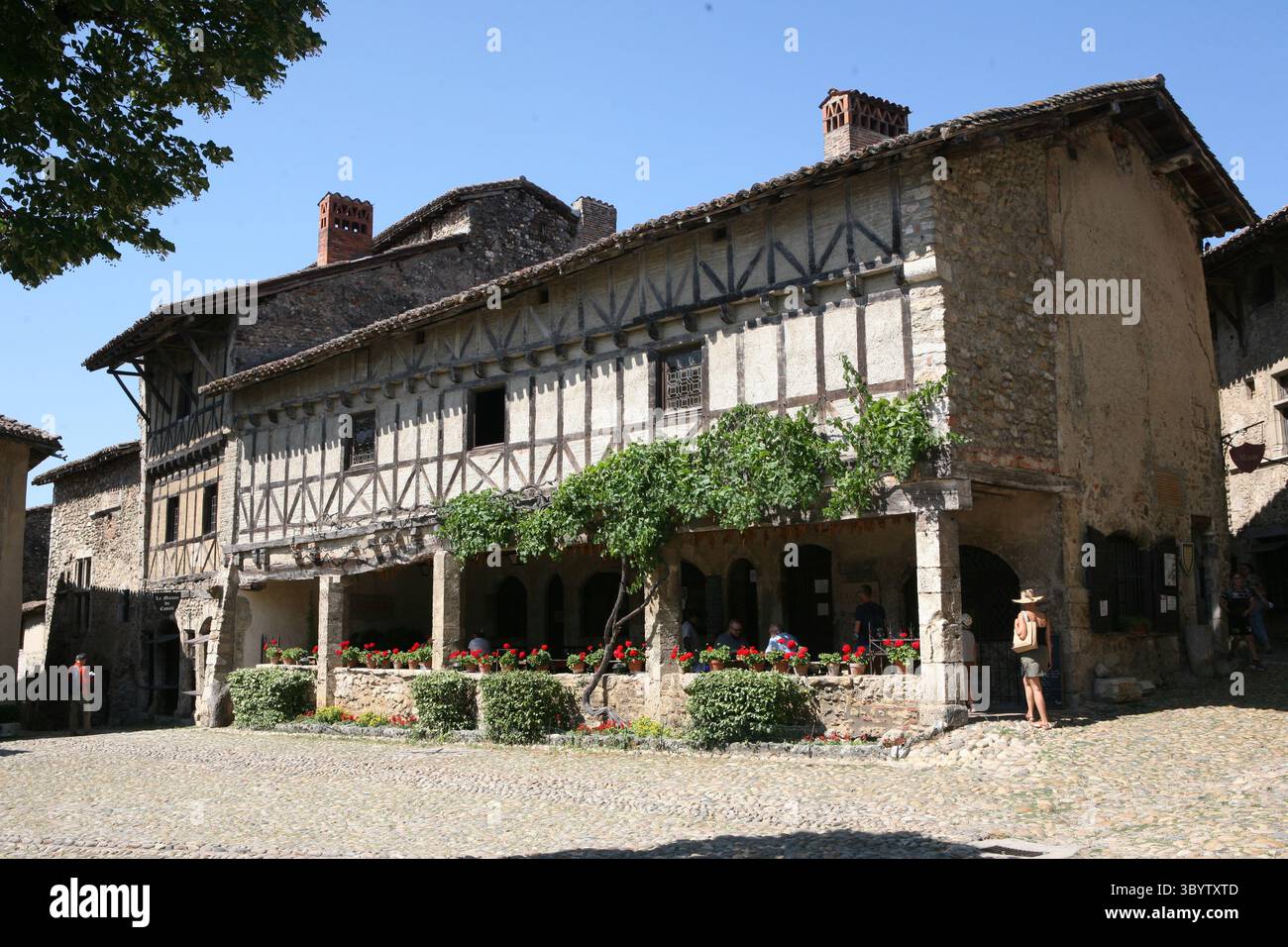 Mittelalterliche Pérouges, Ain, Auvergne-Rhône-Alpes Frankreich. Stockfoto