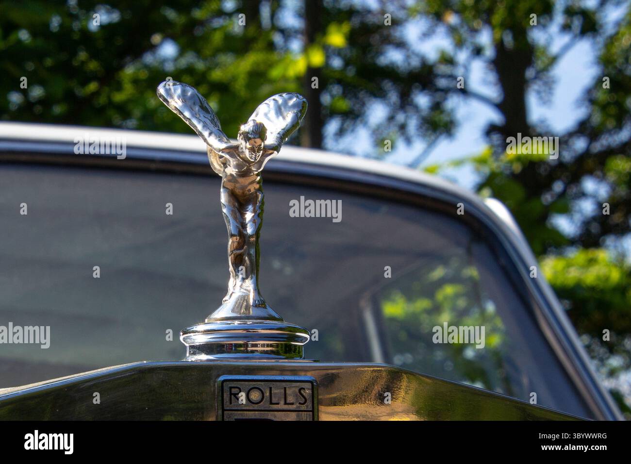 White Rolls Royce Silver Shadow, ein luxuriöser englischer Oldtimer Stockfoto
