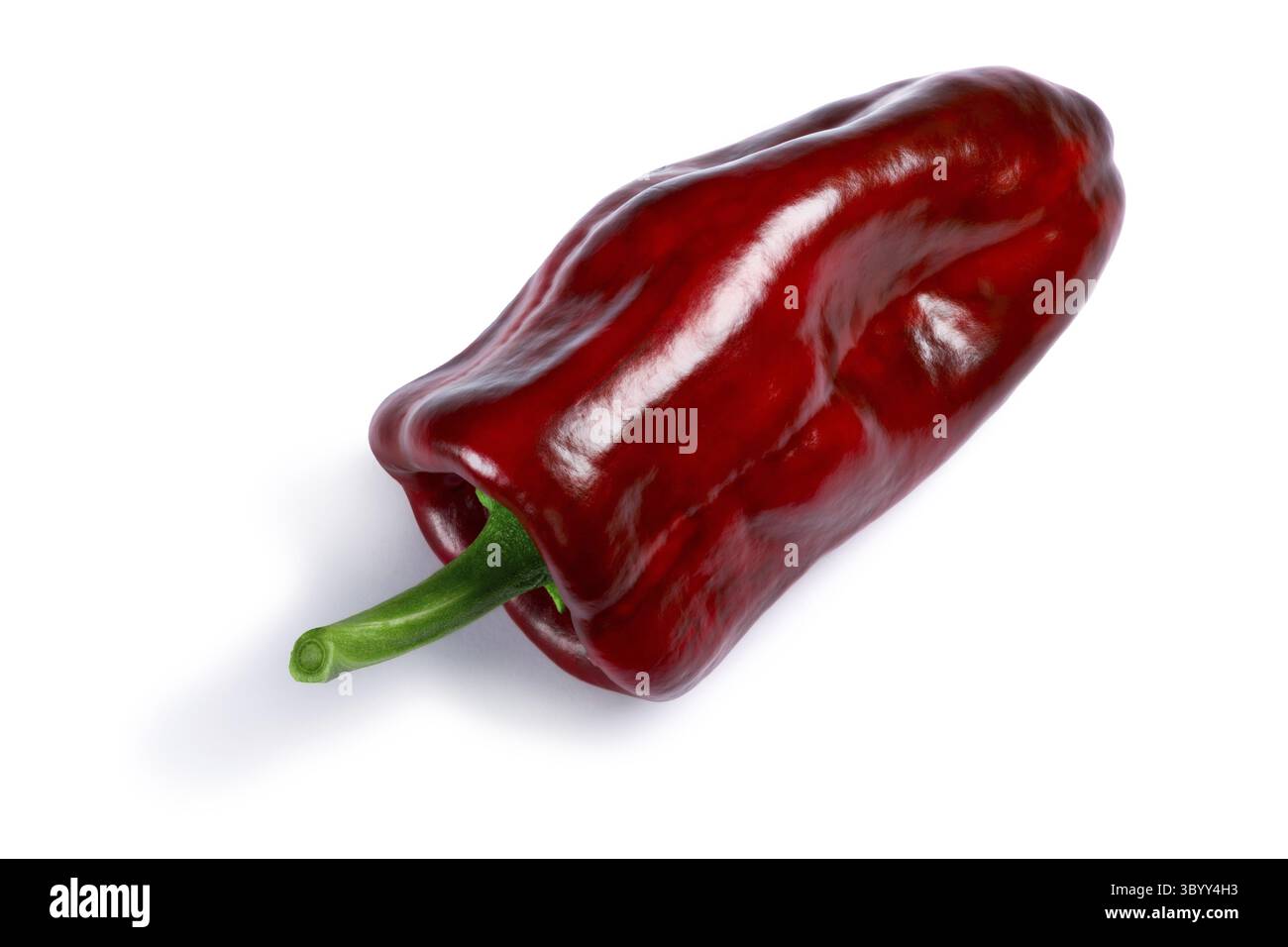 Ancho Pfeffer (so genannte Poblano unreif). Schneidepfade, Schatten Sie getrennt, Top Aussicht Stockfoto